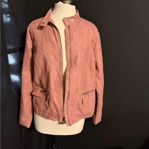 Apt. 9 Dusty Rose Suede Zip Bomber Jacket